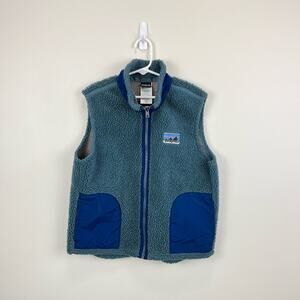Patagonia 🌲 Kids Sherpa Fleece Vest - Blue